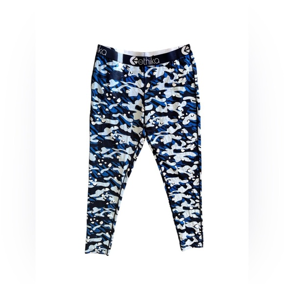 Ethika Women’s Printed Blue Pull On Legging XL Stretch Soft Modal Yoga Workout - Picture 1 of 4